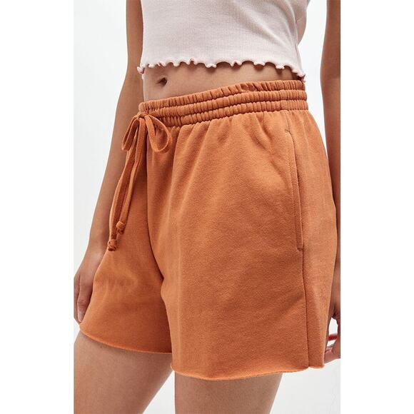 Pacsun RVCA Test Drive Rust Orange Raw Cut Hem Sweat Shorts - S - Picture 2 of 10